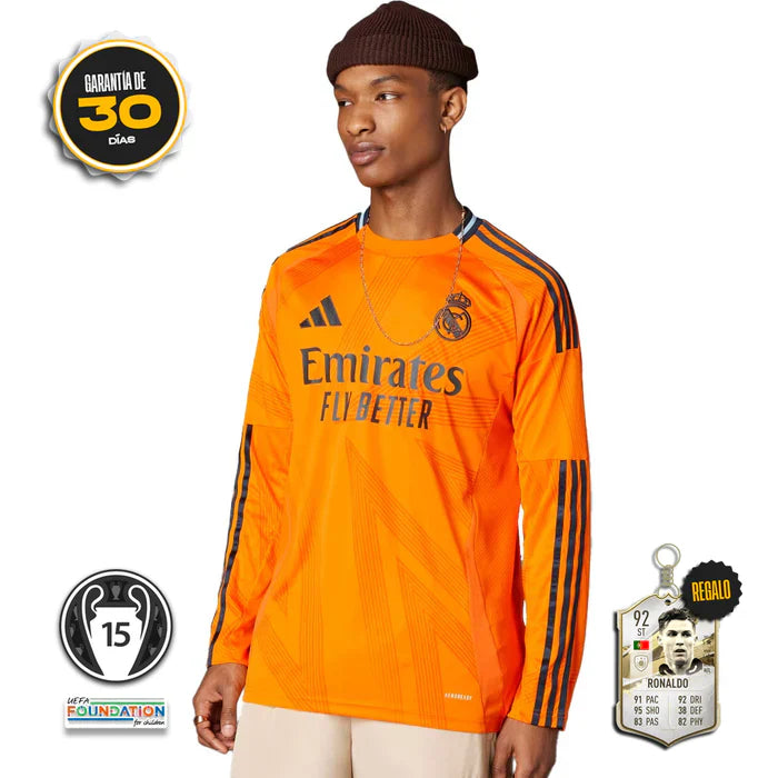 Real Madrid Segunda Equipación Naranja 24/25 MANGA LARGA  *OFICIAL* + 5 REGALOS