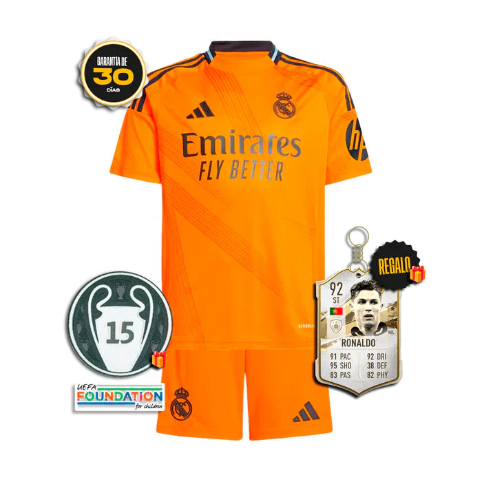 Conjunto Niños Real Madrid Segunda Equipación 2024/25 *OFICIAL* + 5 REGALOS 🎁