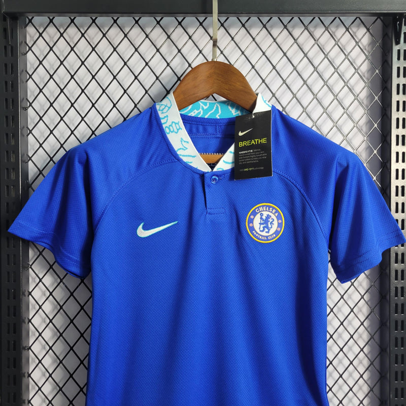 Camiseta Chelsea 22/23 - Niños (Pantalón Corto Incluido) - Lux Shop